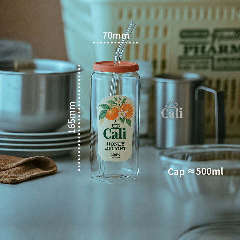Summer Glass Cup with Lid — Citrus
